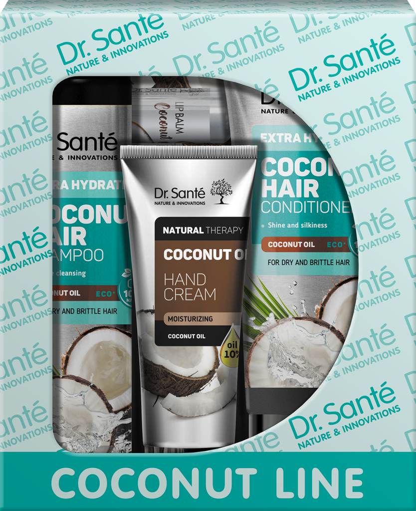 Image pro obrázek produktu Dr.Santé kazeta 4 ks COCONUT (shampoo + condicionér + hand cream + Lip Balm )