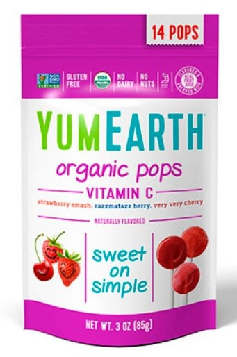 Image pro obrázek produktu YUM EARTH Organické Lízanky s Vitamínom C. Balené po 14 kusov